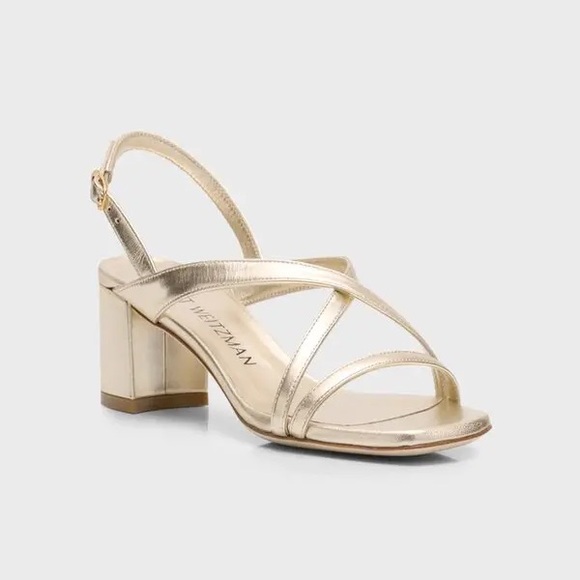 NWOT Stuart Weitzman Oasis Maui Metallic Slingback Sandals Size 9 - Picture 1 of 13